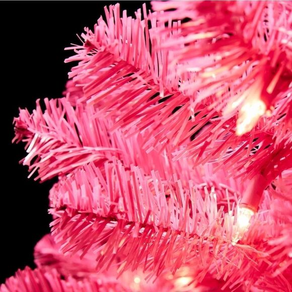 New 4 ft Pre-Lit Pink Fir Christmas Valentine's Day Tree - Picture 7 of 9